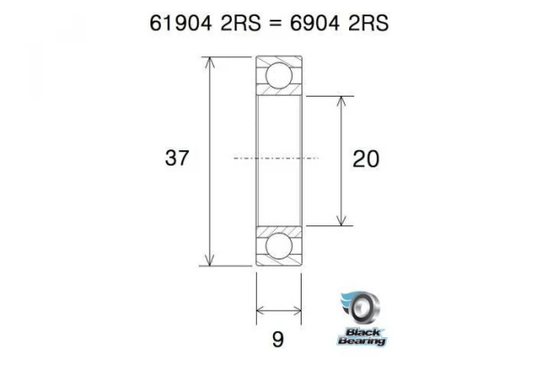 Black-bearing Roulement Black Bearing 61904-2RS 20 X 37 X 9 Mm – Image 2