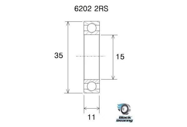 Black-bearing Roulement Black Bearing 6202-2RS 15 X 35 X 11 Mm – Image 2