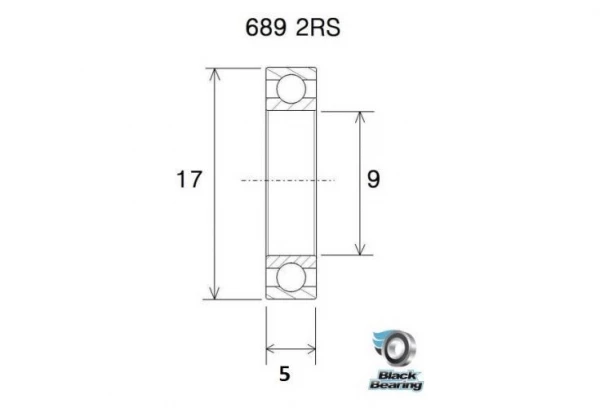 Black-bearing Roulement Black Bearing 689-2RS 9 X 17 X 5 Mm – Image 2