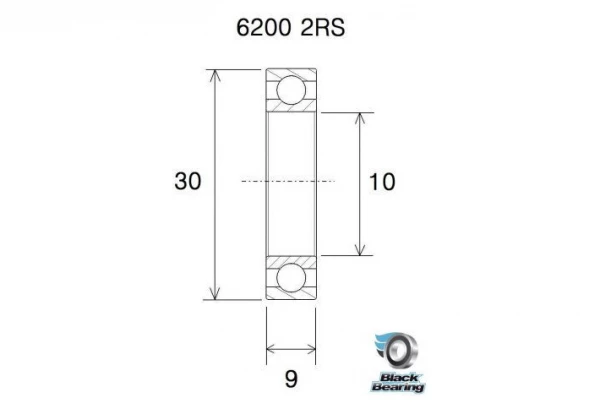 Black-bearing Roulement Black Bearing 6200-2RS 10 X 30 X 9 Mm – Image 2
