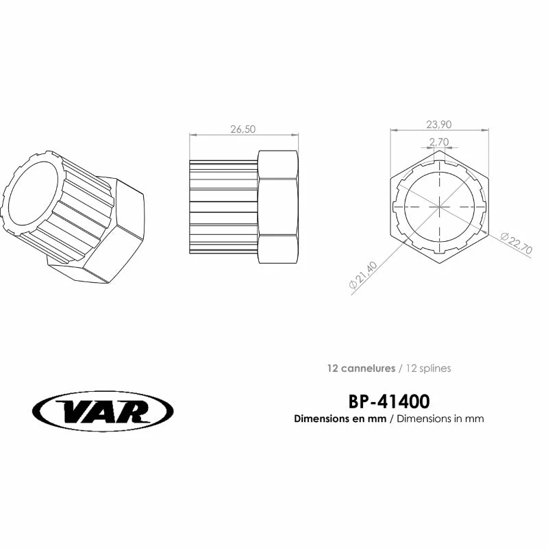 Démonte Boitier De Pédalier Vélo VAR BP-41400-C – Image 2