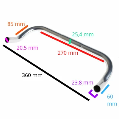 Guidon Corne De Vache Argent Bullhorn BLB 360 Mm – Image 3